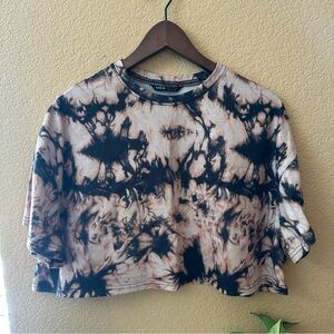 Black Tie-Dye Boxy Crop Top